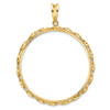 14k Yellow Gold Polished Hand Twisted Ribbon and Diamond-cut 39.5mm Prong Coin Bezel Pendant