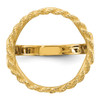 14k Yellow Gold Ladies Polished and Diamond-cut Heart Sides with Rope Edge 16.5mm Coin Bezel Ring