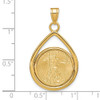 14k Yellow Gold Polished Lightweight Teardrop Mounted 1/10oz American Eagle Prong Coin Bezel Pendant