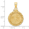 14k Yellow Gold Polished Wide Twisted Wire Mounted 1/10oz American Eagle Screw Top Coin Bezel Pendant