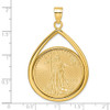 14k Yellow Gold Polished Lightweight Teardrop Mounted 1/2oz American Eagle Prong Coin Bezel Pendant
