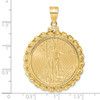 14k Yellow Gold Polished Wide Twisted Wire Mounted 1/2oz American Eagle Screw Top Coin Bezel Pendant