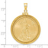 14k Yellow Gold Polished and Beaded Mounted 1/2oz American Eagle Screw Top Coin Bezel Pendant