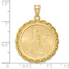 14k Yellow Gold Polished Wide Twisted Wire Mounted 1/4oz American Eagle Prong Coin Bezel Pendant
