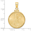 14k Yellow Gold Polished Mounted 1/4oz American Eagle Screw Top Coin Bezel Pendant