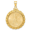 14k Yellow Gold Polished Wide Twisted Wire Mounted 1/4oz American Eagle Screw Top Coin Bezel Pendant