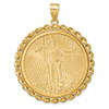 14k Yellow Gold Polished Wide Twisted Wire Mounted 1oz American Eagle Prong Coin Bezel Pendant