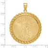 14k Yellow Gold Polished with Casted Rope Mounted 1oz American Eagle Prong Coin Bezel Pendant