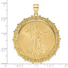 14k Yellow Gold Polished Fancy Mounted 1oz American Eagle Prong Coin Bezel Pendant