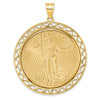14k Yellow Gold Polished Fancy Wire Mounted 1oz American Eagle Prong Coin Bezel Pendant