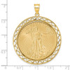 14k Yellow Gold Polished Fancy Wire Mounted 1oz American Eagle Prong Coin Bezel Pendant