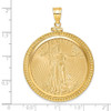 14k Yellow Gold Polished and Beaded Mounted 1oz American Eagle Screw Top Coin Bezel Pendant