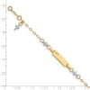 4.5"+1" 14k Gold Polished and Textured Cross Baby ID Bracelet