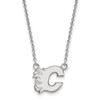 14k White Gold NHL LogoArt Calgary Flames Letter C Small Pendant 18 inch Necklace