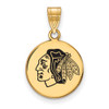 Sterling Silver Gold-plated NHL LogoArt Chicago Blackhawks Medium Enameled Disc Pendant