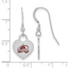 Sterling Silver Rhodium-plated NHL LogoArt Colorado Avalanche Enamel Heart Dangle Earrings