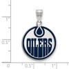 Sterling Silver Rhodium-plated NHL LogoArt Edmonton Oilers Large Enameled Pendant