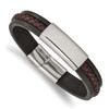 8.25" Stainless Steel Polished Black & Brown Braided Leather ID Bracelet