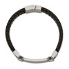 8.5" Stainless Steel Brushed Black Leather ID Bracelet SRB2399-8.5