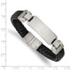 8.5" Stainless Steel Brushed Black Leather ID Bracelet SRB2399-8.5