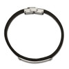 8.5" Stainless Steel Polished Leather ID Bracelet