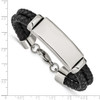 8.25" Stainless Steel Polished Leather Bracelet