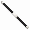 8.5" Stainless Steel Polished Black Rubber and Leather ID Bracelet