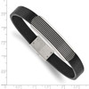 8.5" Stainless Steel Polished Genuine Leather Enameled Bracelet