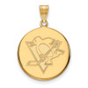 Sterling Silver Gold-plated NHL LogoArt Pittsburgh Penguins Large Disc Pendant