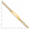 7" 14k Yellow Gold Flat Figaro Link Soft Diamond-Shape ID Bracelet LID78C-7