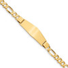 7" 14k Yellow Gold Flat Figaro Link Soft Diamond-Shape ID Bracelet LID81C-7