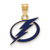 Sterling Silver Gold-plated NHL LogoArt Tampa Bay Lightning Small Enameled Pendant