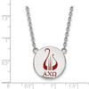 Sterling Silver Rhodium-plated LogoArt Alpha Chi Omega Sorority Symbol Large Color Enamel Pendant 18 inch Necklace SS045ACO-18