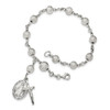 7.75" Sterling Silver Polished Laser-Cut Rosary Bracelet