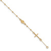 6.5" 14k Yellow Gold Polished 7.5in Cross Rosary Bracelet