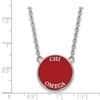 Sterling Silver Rhodium-plated LogoArt Chi Omega Sorority Text Large Color Enamel Pendant 18 inch Necklace SS013CHO-18