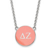 Sterling Silver Rhodium-plated LogoArt Delta Zeta Sorority Greek Letters Large Color Enamel Pendant 18 inch Necklace SS030DZ-18