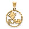 Sterling Silver Gold-plated LogoArt Kappa Alpha Theta Sorority Symbol Medium Circle Pendant