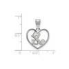 Sterling Silver Rhodium-plated LogoArt Kappa Alpha Theta Sorority Symbol Heart Pendant