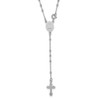 18" Sterling Silver Rhodium Plated Polished Beaded Rosary Necklace