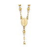 24" 14k Yellow Gold Diamond-cut 4mm Beaded Rosary Necklace