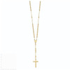24" 14k Yellow Gold Diamond-cut 4mm Beaded Rosary Necklace