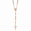 30" Stainless Steel Polished Pink Plated Rosary Necklace