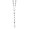 33" Sterling Silver Polished Black Onyx Rosary Necklace