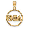 Sterling Silver Gold-plated LogoArt Theta Phi Alpha Sorority Greek Letters Medium Circle Pendant