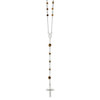 33" Sterling Silver Polished Tiger Eye Rosary Necklace