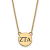 Sterling Silver Gold-plated LogoArt Zeta Tau Alpha Sorority Greek Letters Small Black Enamel Pendant 18 inch Necklace