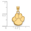 Sterling Silver Gold-plated LogoArt Auburn University Tiger Paw Small Pendant