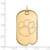 Sterling Silver Gold-plated LogoArt Clemson University Tiger Paw Large Dog Tag Pendant