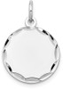 23mm x 16mm 14k White Gold Etched .011 Gauge Engraveable Round Disc Charm